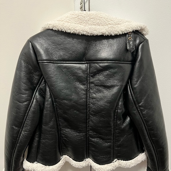 Women's Black and White Leather Jacket - Picture 6 of 6
